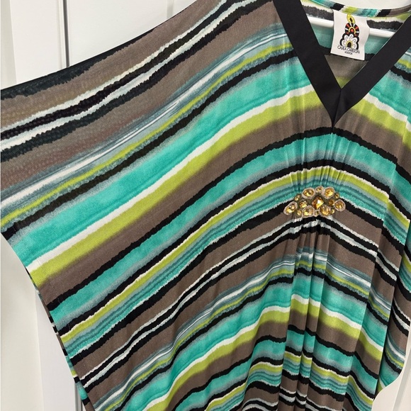 Carla Cristoph One of a Kind Embellished Striped Caftan One Size - Picture 5 of 16